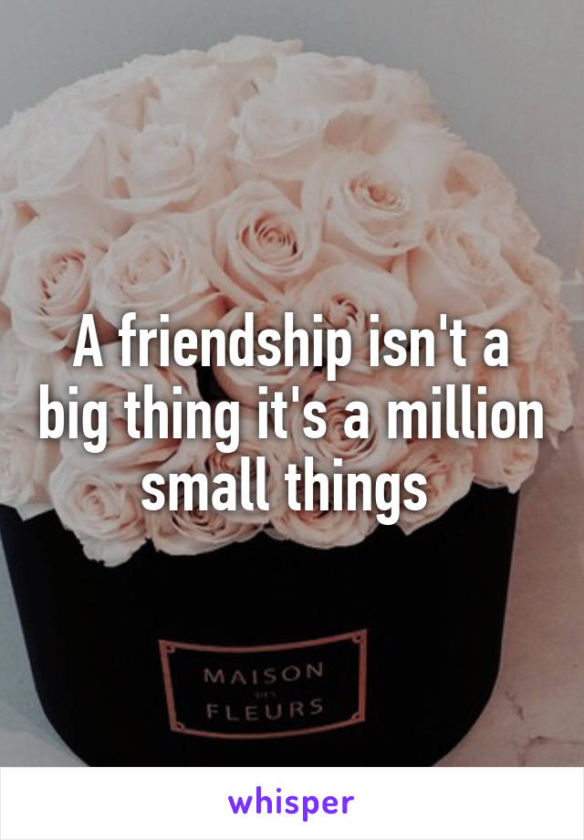 A friendship isn't a big thing it's a million small things 