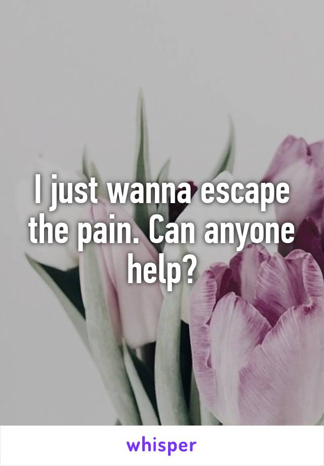 I just wanna escape the pain. Can anyone help?