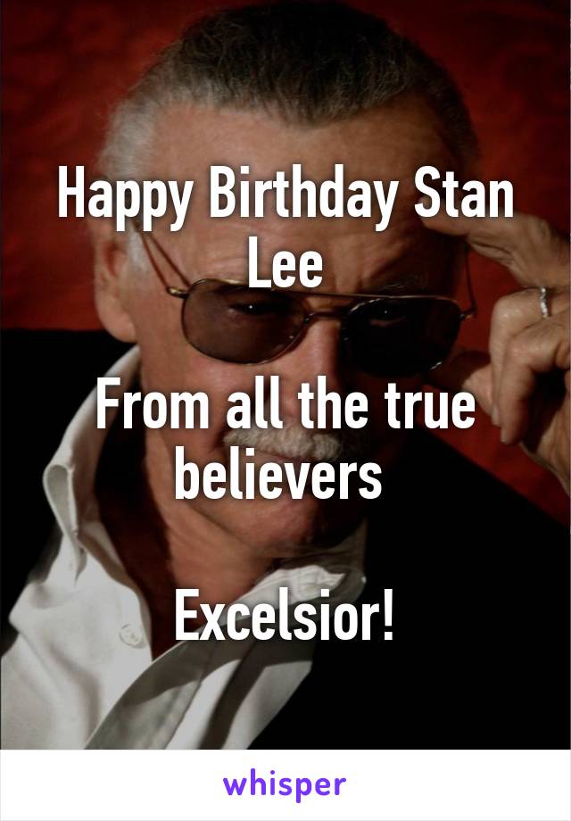 Happy Birthday Stan Lee

From all the true believers 

Excelsior!