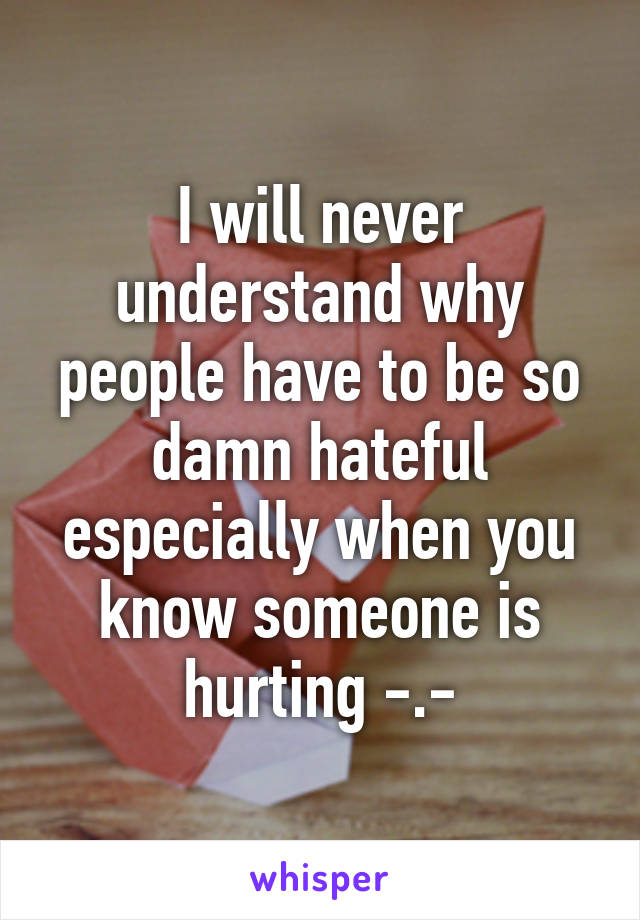 I will never understand why people have to be so damn hateful especially when you know someone is hurting -.-