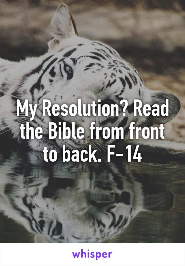 My Resolution? Read the Bible from front to back. F-14