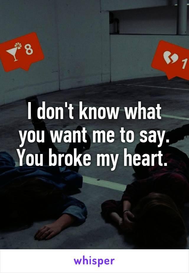 I don't know what you want me to say. You broke my heart. 