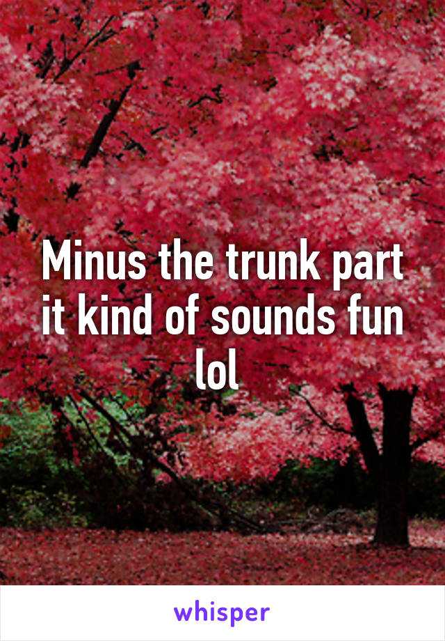 Minus the trunk part it kind of sounds fun lol 