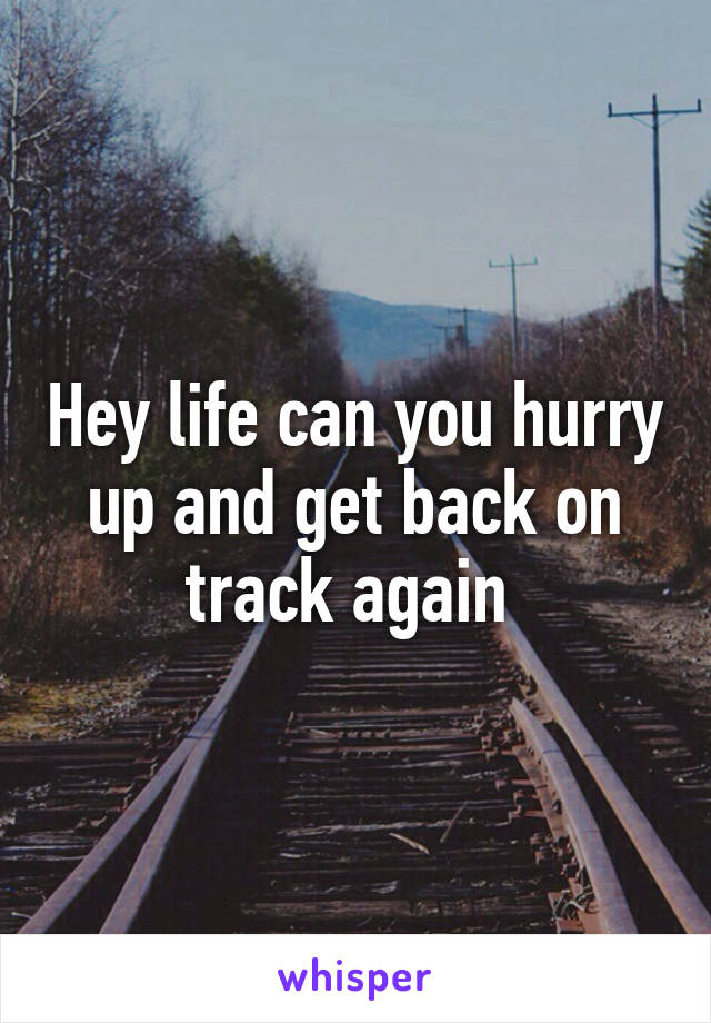 Hey life can you hurry up and get back on track again 