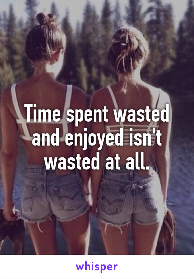 Time spent wasted and enjoyed isn't wasted at all.