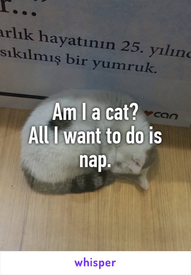 Am I a cat?
All I want to do is nap.