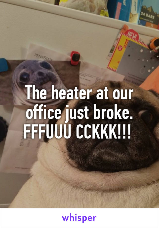 The heater at our office just broke. FFFUUU CCKKK!!! 