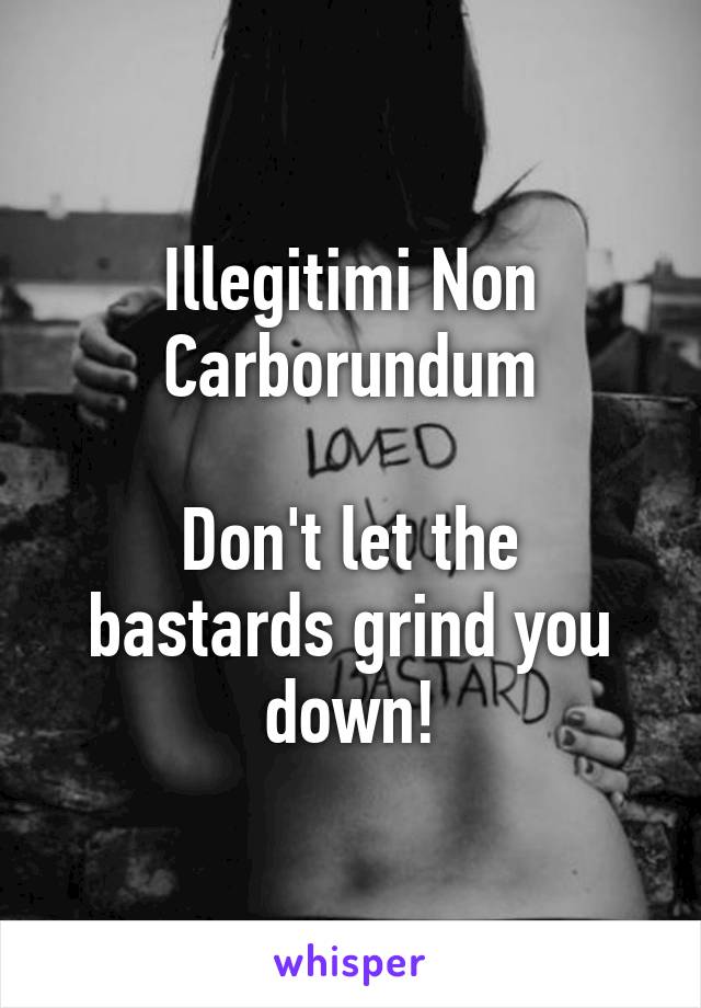 Illegitimi Non Carborundum

Don't let the bastards grind you down!