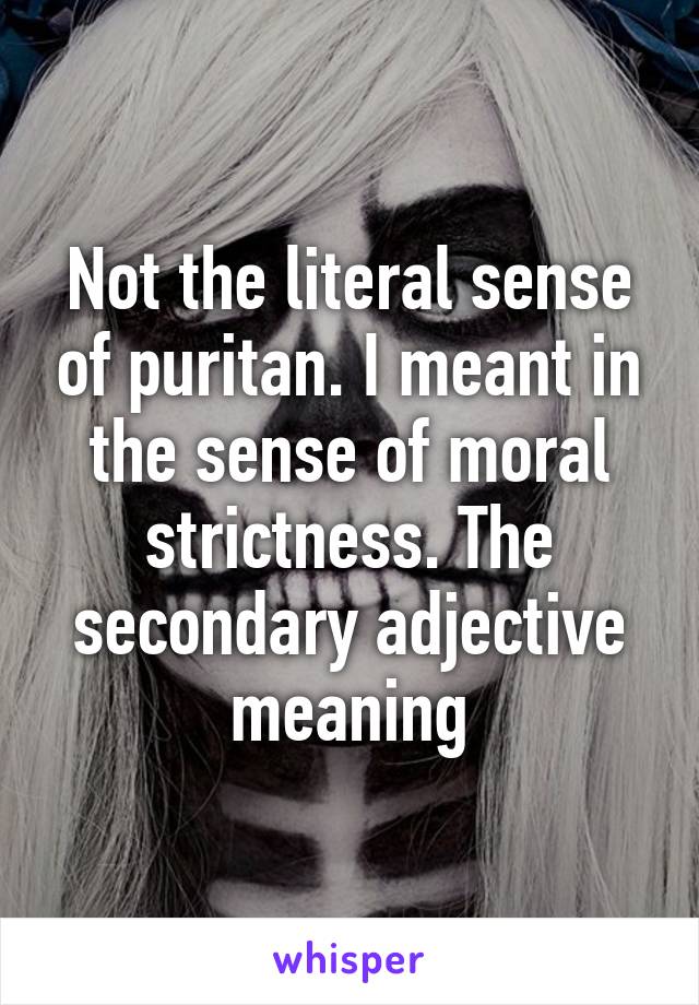 Not the literal sense of puritan. I meant in the sense of moral strictness. The secondary adjective meaning