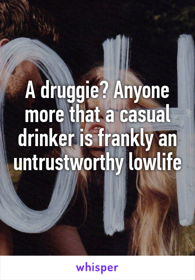 A druggie? Anyone more that a casual drinker is frankly an untrustworthy lowlife 