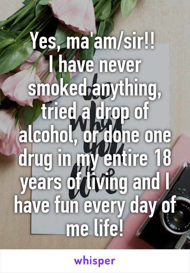 Yes, ma'am/sir!! 
I have never smoked anything, tried a drop of alcohol, or done one drug in my entire 18 years of living and I have fun every day of me life!