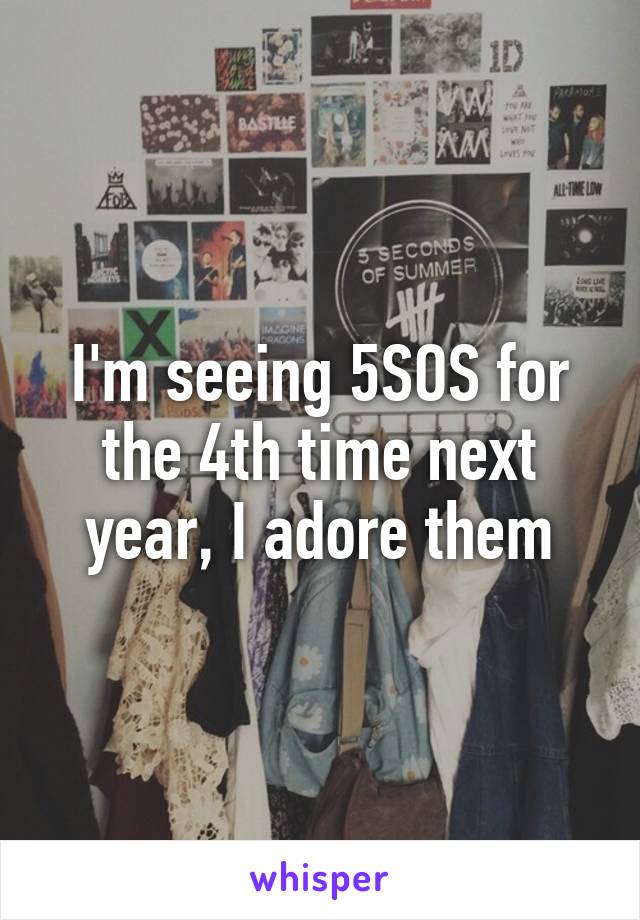 I'm seeing 5SOS for the 4th time next year, I adore them