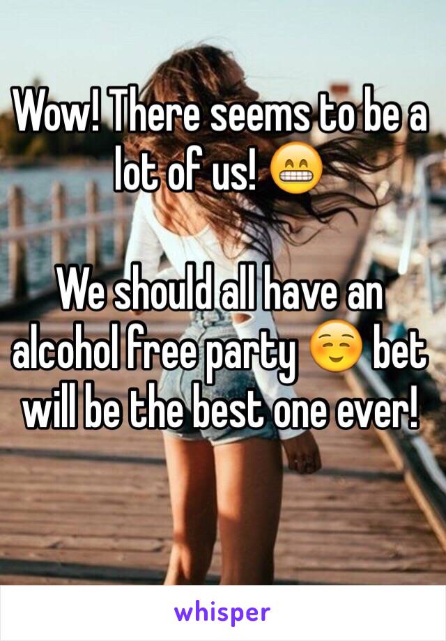 Wow! There seems to be a lot of us! 😁

We should all have an alcohol free party ☺️ bet will be the best one ever! 