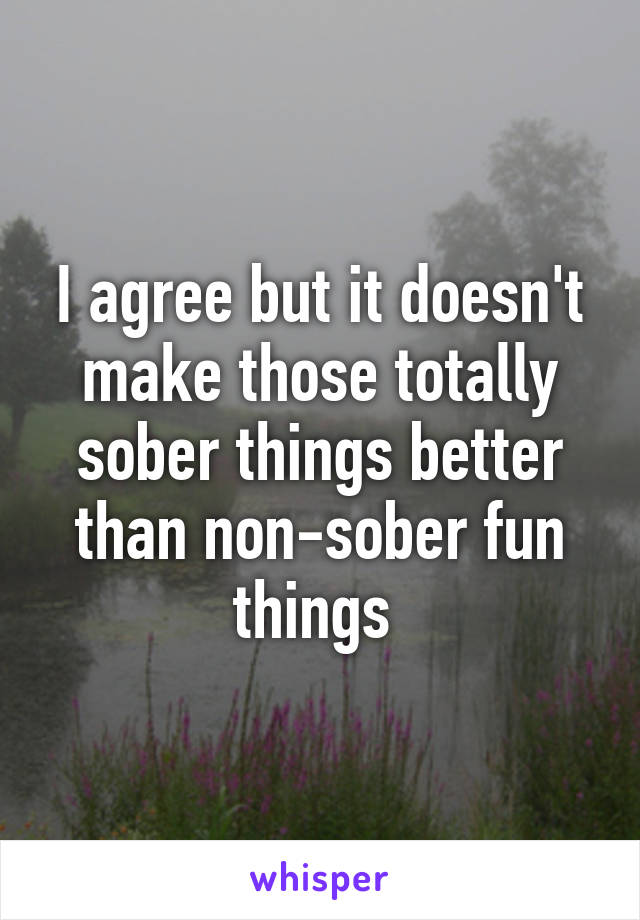 I agree but it doesn't make those totally sober things better than non-sober fun things 