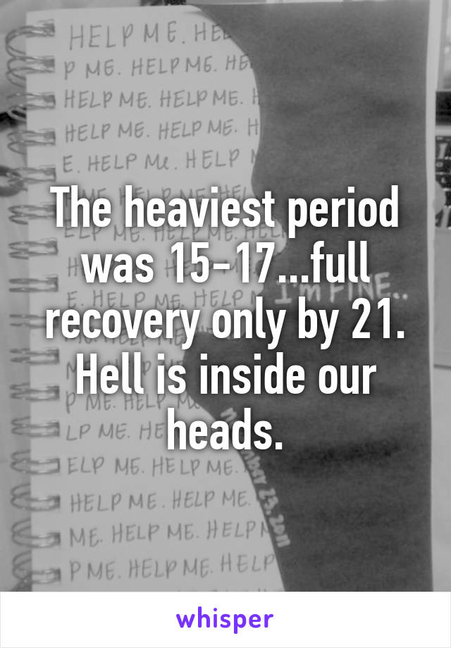 The heaviest period was 15-17...full recovery only by 21. Hell is inside our heads.