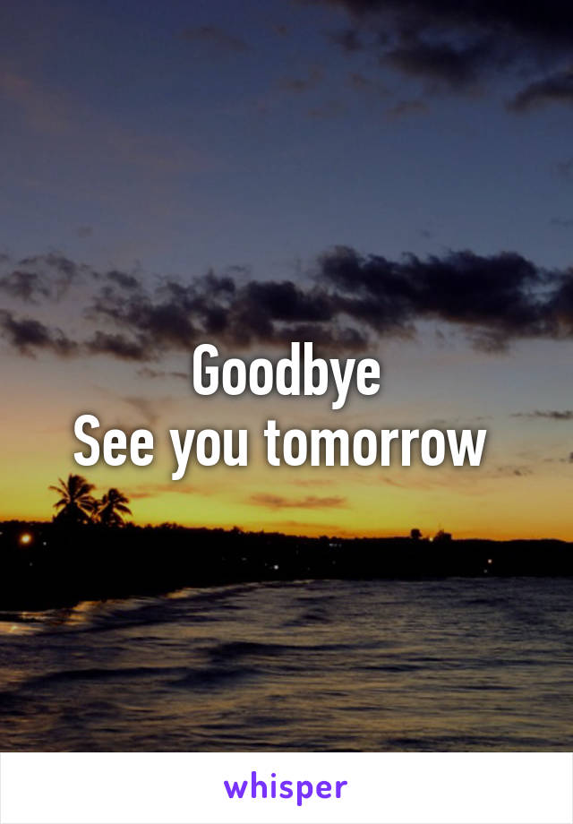 Goodbye
See you tomorrow 