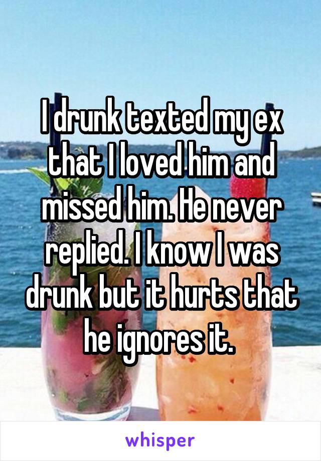 I drunk texted my ex that I loved him and missed him. He never replied. I know I was drunk but it hurts that he ignores it. 