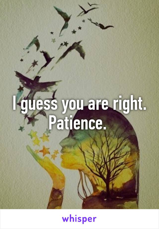 I guess you are right.
Patience. 