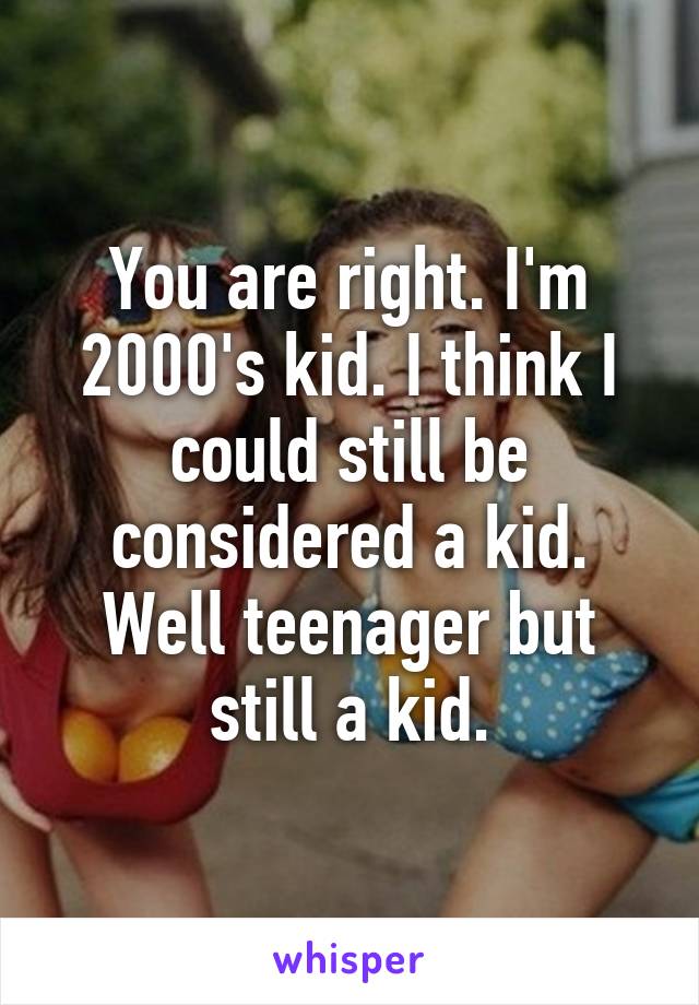 You are right. I'm 2000's kid. I think I could still be considered a kid. Well teenager but still a kid.