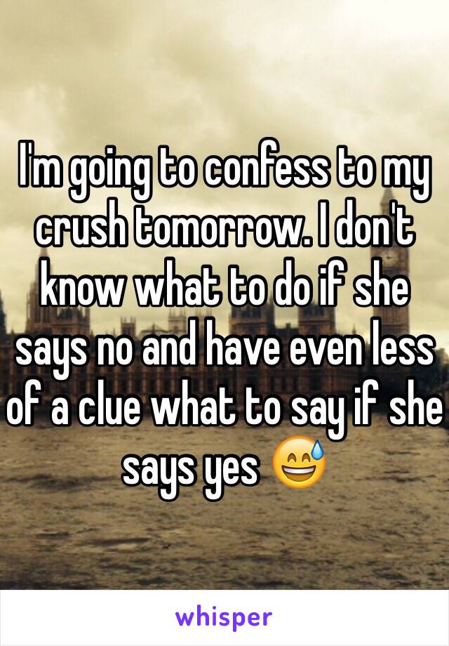 I'm going to confess to my crush tomorrow. I don't know what to do if she says no and have even less of a clue what to say if she says yes 😅