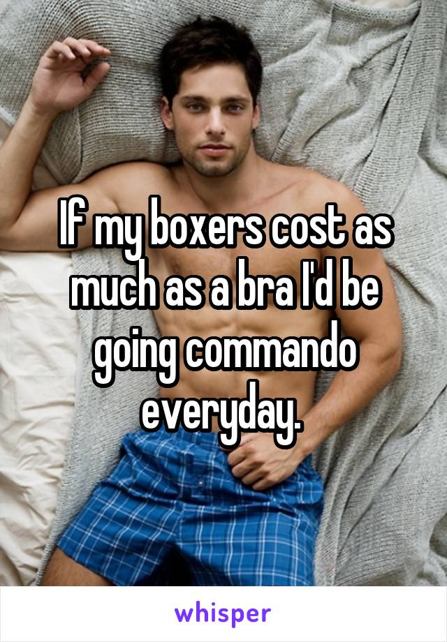 If my boxers cost as much as a bra I'd be going commando everyday. 