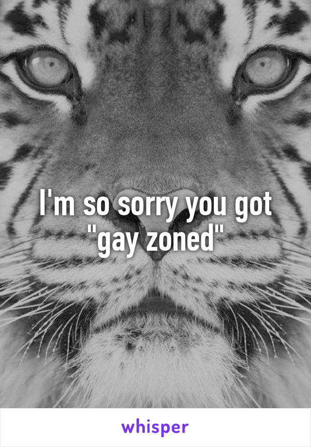 I'm so sorry you got "gay zoned"