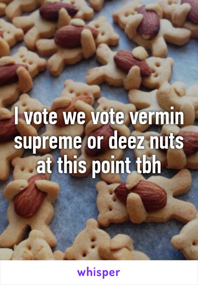 I vote we vote vermin supreme or deez nuts at this point tbh