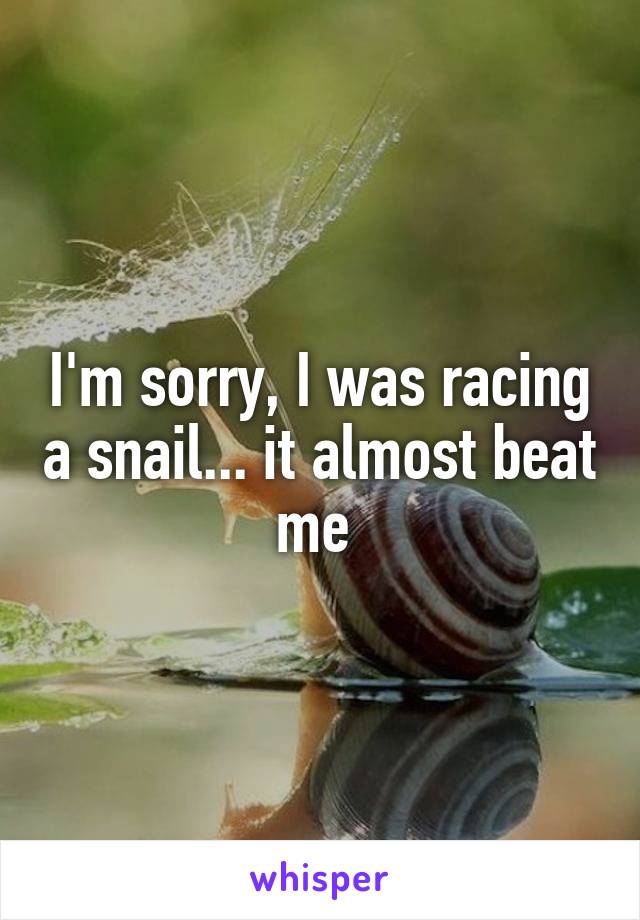 I'm sorry, I was racing a snail... it almost beat me 