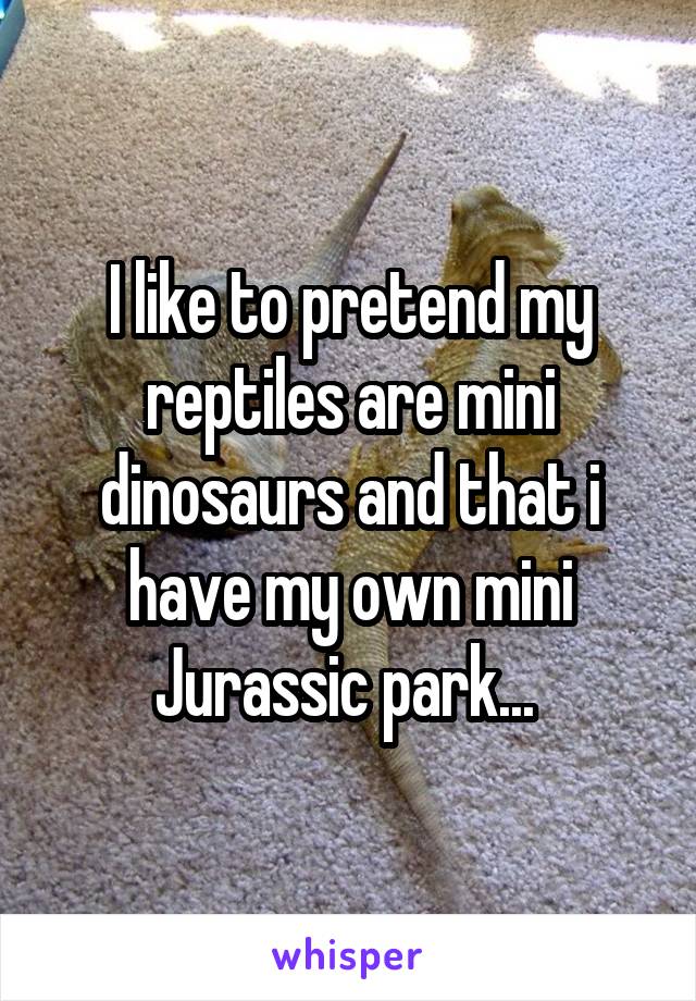I like to pretend my reptiles are mini dinosaurs and that i have my own mini Jurassic park... 