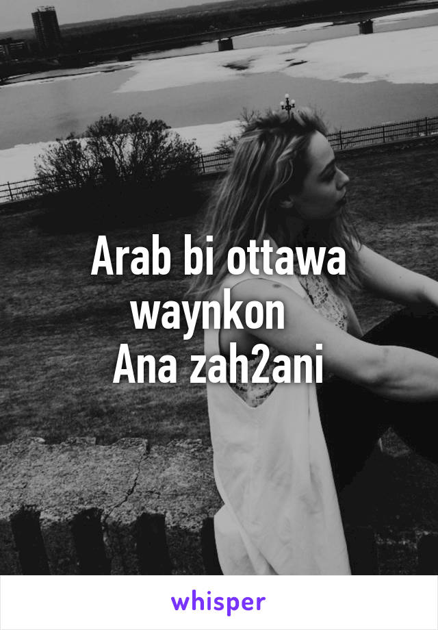 Arab bi ottawa waynkon  
Ana zah2ani