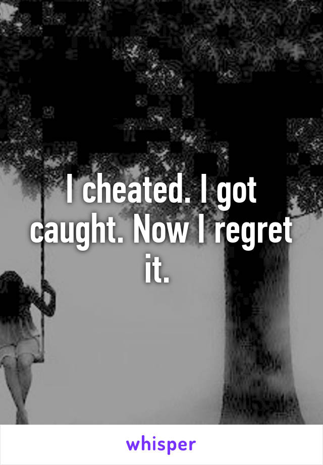 I cheated. I got caught. Now I regret it. 