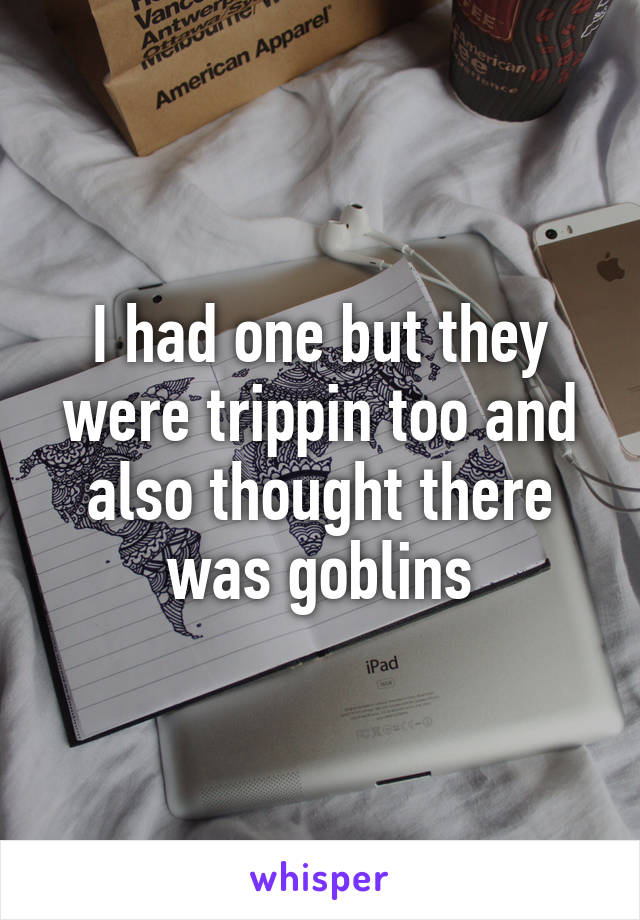 I had one but they were trippin too and also thought there was goblins