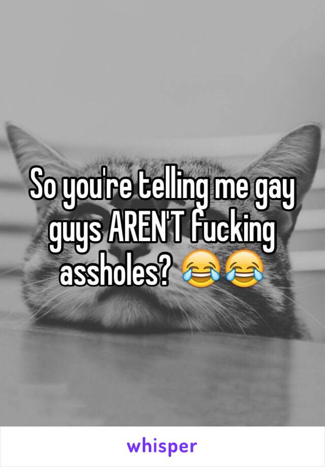 So you're telling me gay guys AREN'T fucking assholes? 😂😂