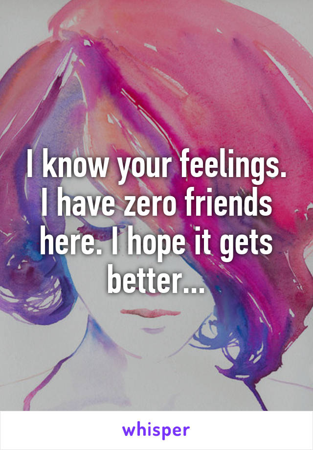 I know your feelings. I have zero friends here. I hope it gets better...