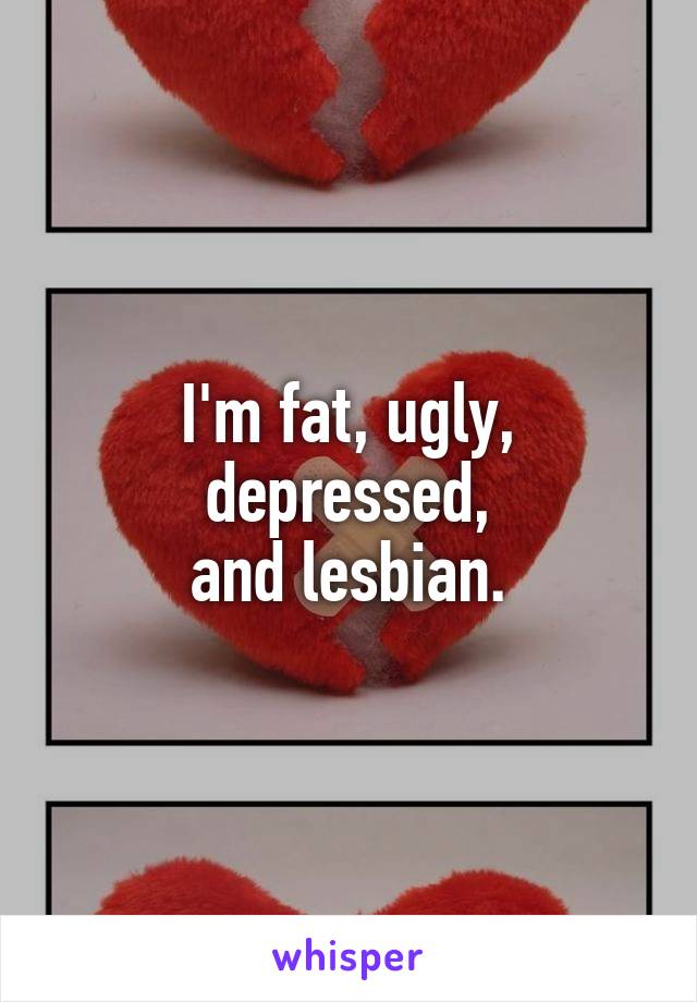 I'm fat, ugly, depressed,
and lesbian.