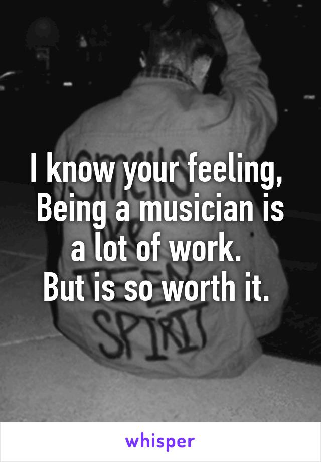 I know your feeling, 
Being a musician is a lot of work. 
But is so worth it. 