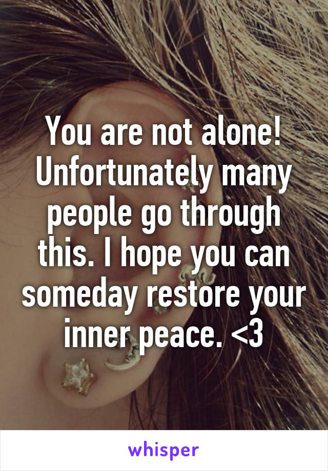 You are not alone! Unfortunately many people go through this. I hope you can someday restore your inner peace. <3