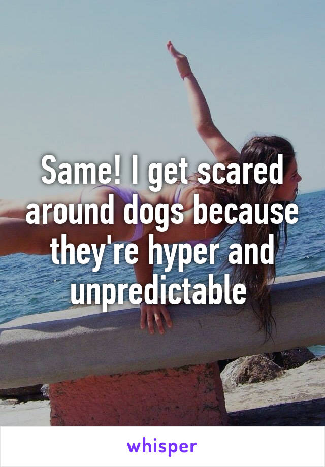 Same! I get scared around dogs because they're hyper and unpredictable 