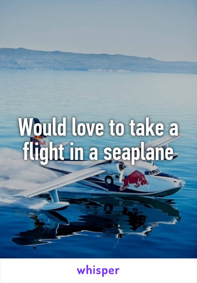 Would love to take a flight in a seaplane