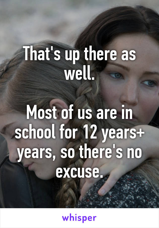 That's up there as well.

Most of us are in school for 12 years+ years, so there's no excuse.