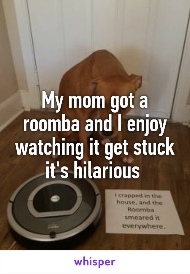 My mom got a roomba and I enjoy watching it get stuck it's hilarious 