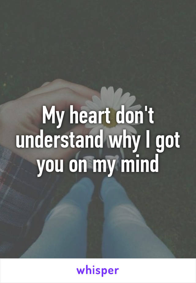 My heart don't understand why I got you on my mind