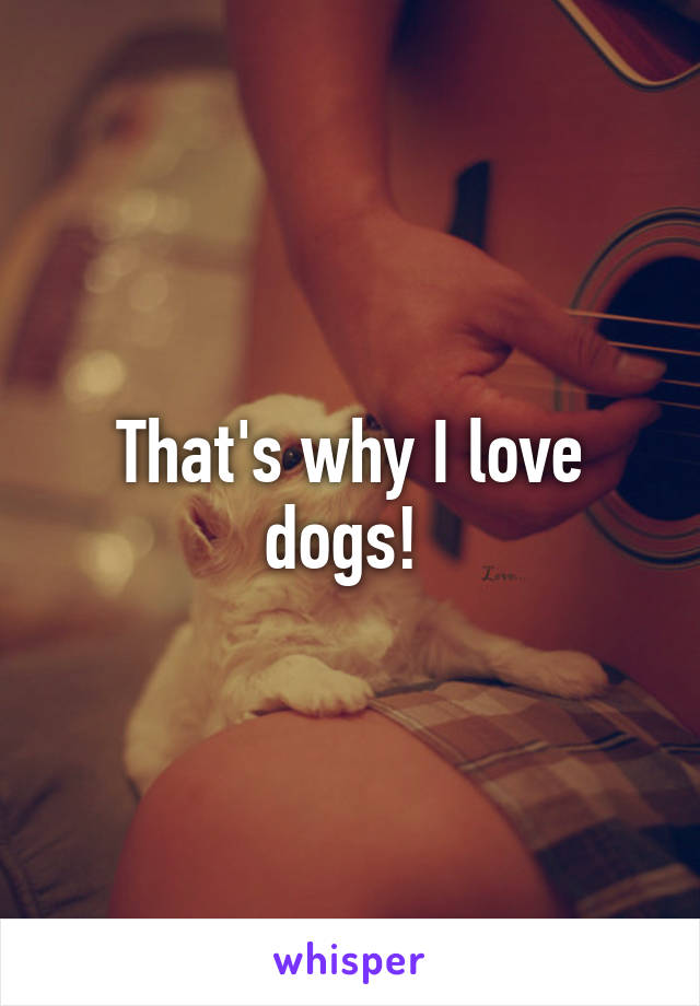 That's why I love dogs! 