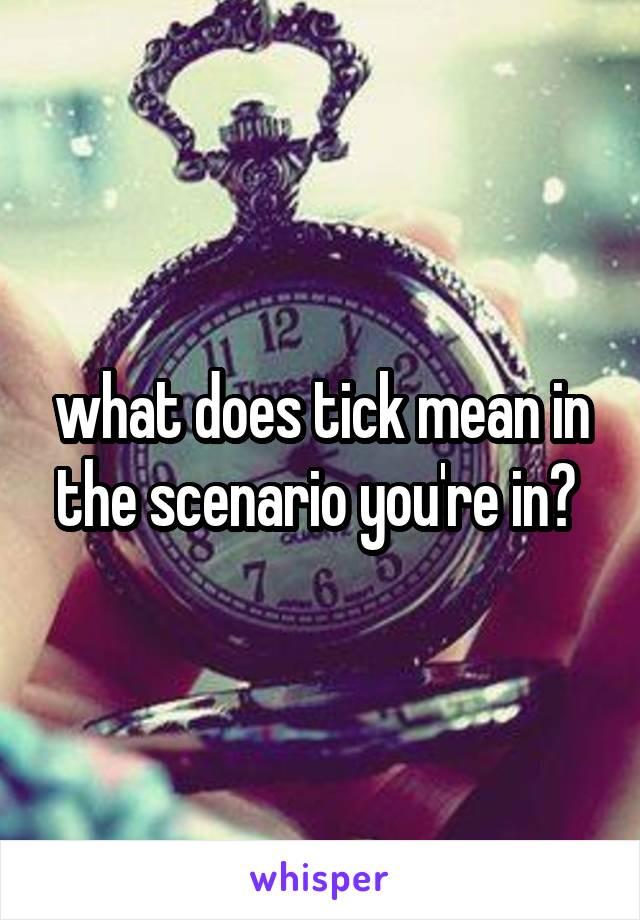 what does tick mean in the scenario you're in? 