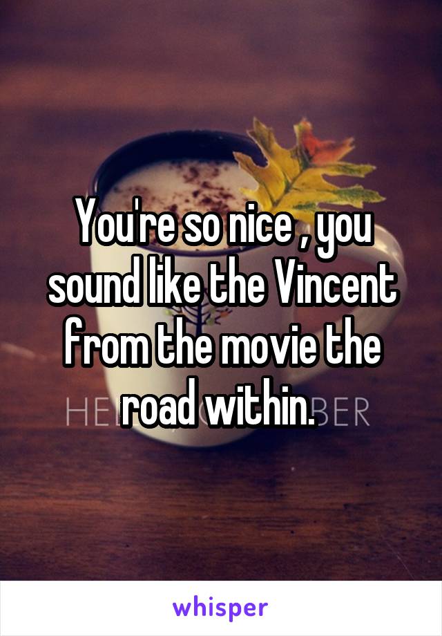 You're so nice , you sound like the Vincent from the movie the road within. 