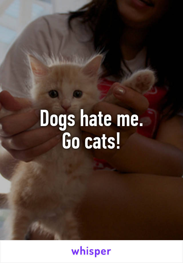 Dogs hate me.
Go cats!