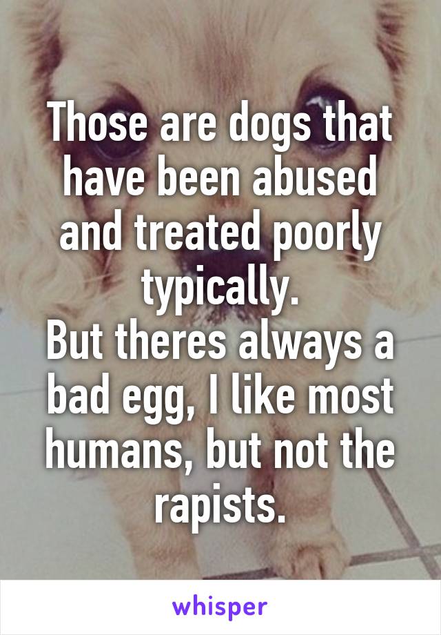 Those are dogs that have been abused and treated poorly typically.
But theres always a bad egg, I like most humans, but not the rapists.