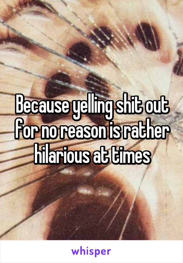 Because yelling shit out for no reason is rather hilarious at times