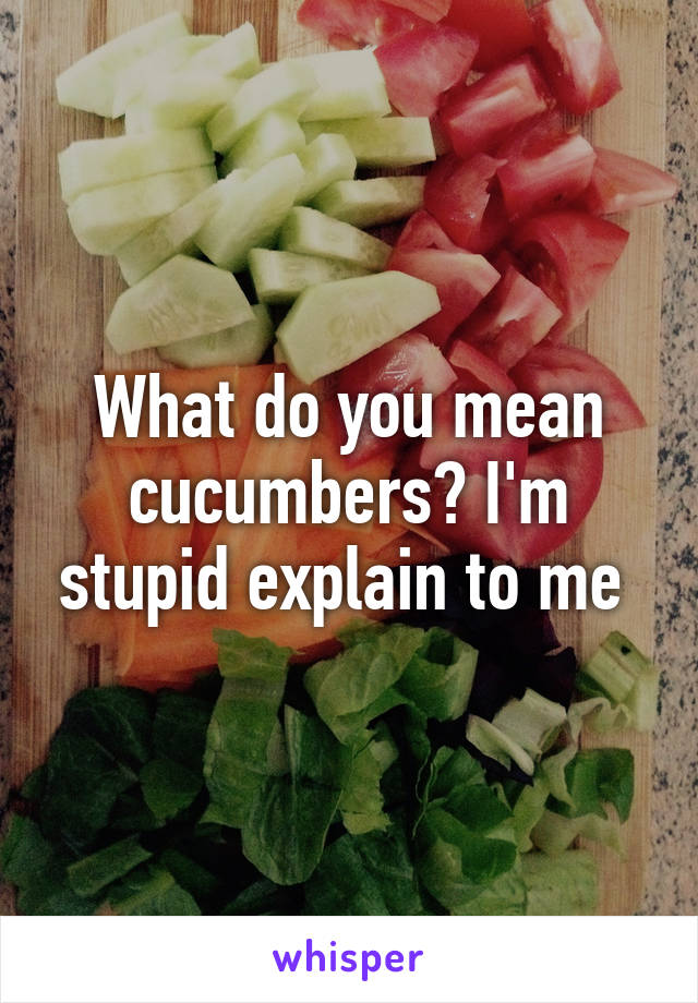 What do you mean cucumbers? I'm stupid explain to me 