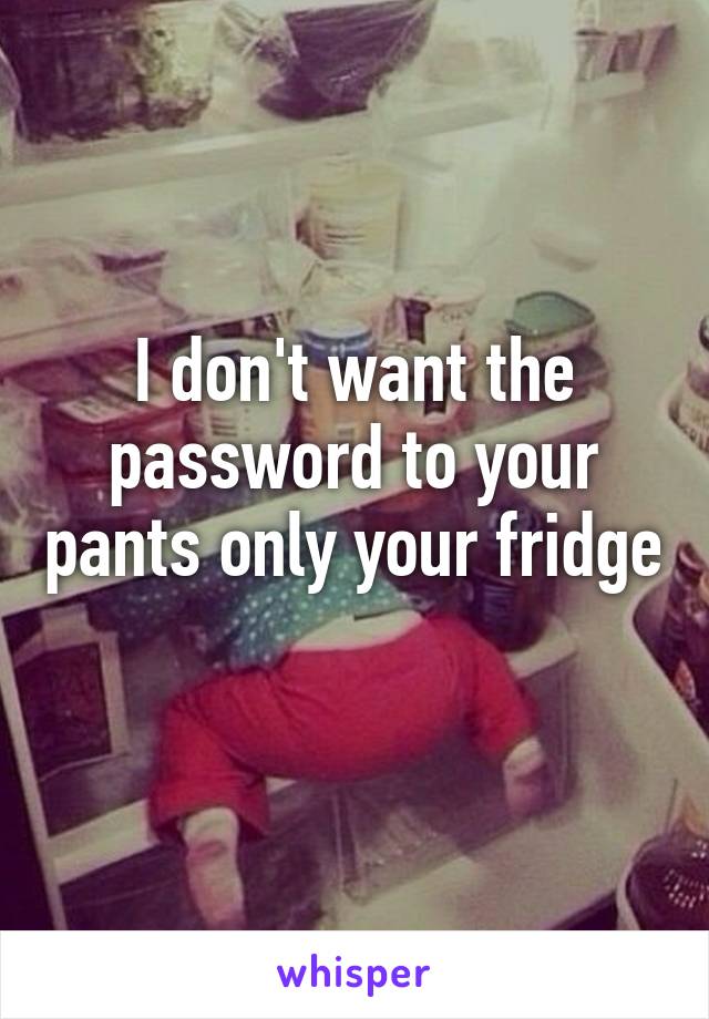 I don't want the password to your pants only your fridge 